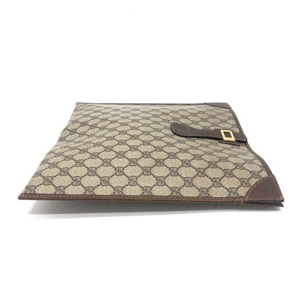 GUCCI Old Gucci Flat Clutch Bag with All-Over Pattern Clutch Bag Brown - Picture 15 of 16